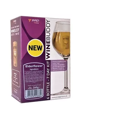 Youngs WineBuddy Fruit 6 Bottle Elderflower Home Brew Wine Making Kit FreeP&PUK  • £13.95