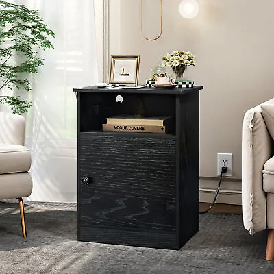 TC-HOMENY Nightstand Side Table With Power Ports Sofa End Table Night Stand • $55.24