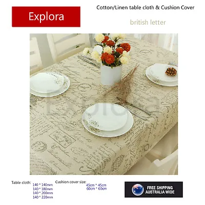 Vintage Post Card Linen Cotton Tablecloth Home Decor Table Cloth 140*140cm • $29.95