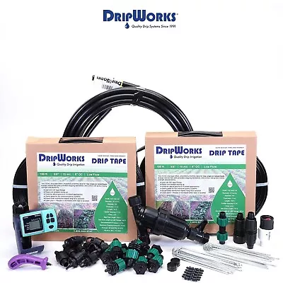 Automated Dripworks Drip Tape Irrigation Kit For Row Crops With Timer. • $195.95