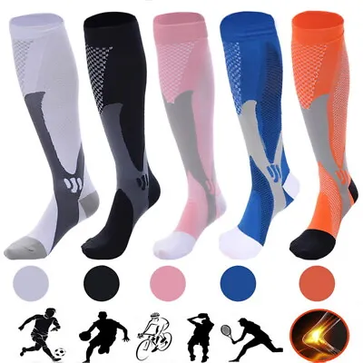 Compression Socks Calf Socking Pain Relief Marathon Varicose Veins 20-30mmHg • $6.99