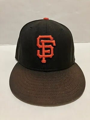 VINTAGE SF Giants Fitted Hat Cap Size 7 1/8 Black MLB Baseball New Era Wool USA • $14.99