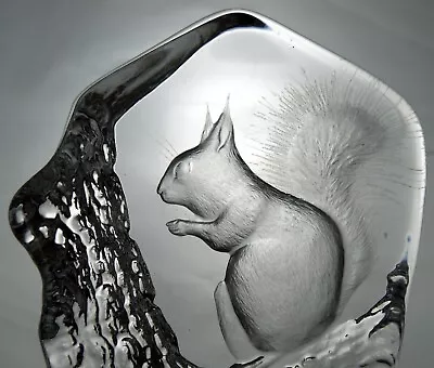 Art Glass Paper Weight Mats Jonasson Swedish Lead Crystal Squirrel Sweden • £35