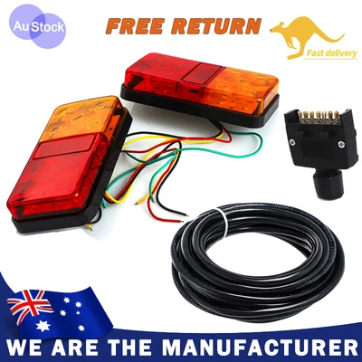 $38.99 • Buy LED Trailer Tail Light Kit Pair Plug 8m 5 Core Wire Caravan Boat Ute 7 Pin Flat