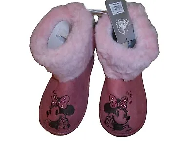 Minnie Mouse Boot Slippers Faux Suede Women's Size Large 9/10 Nwt Disney Store • $60