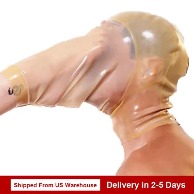 Latex Hoods Back Zipper Rubber Mask Catsuit Cosplay Foot Fetish Transparent • $53.09