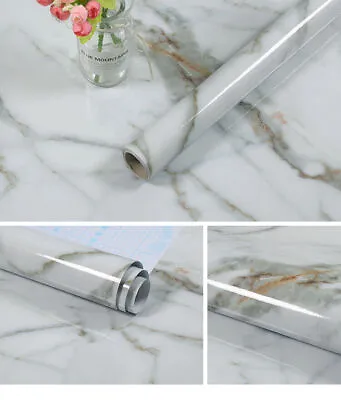 5M/10M Kitchen Marble Worktop Covering Cupboard Self Adhesive Sticker Wrap Roll • £8.99