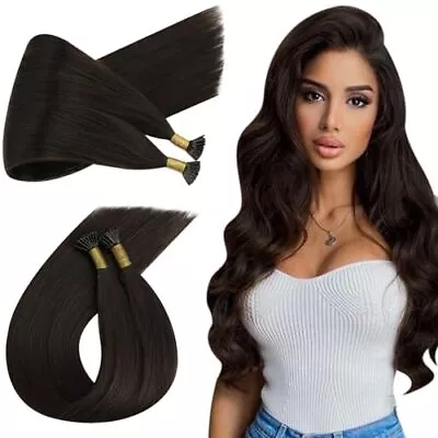 Ugeat Dark Brown Hair Extensions Real Human Hair Itip 24 Inch I Tip Hair Exte... • $58.13