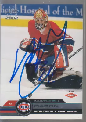 Autographed 01/02 Pacific Mathieu Garon - Canadiens • $3