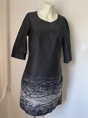 Mexx Smart Dress Black White Print Size 12 Sk41 • £19.29