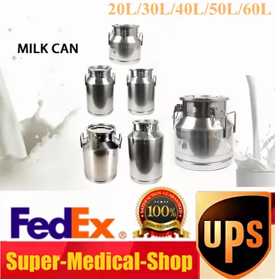 Stainless Steel Milk Pail Milk Can Bucket Storage Pail Material Transfer 20-60L • $87