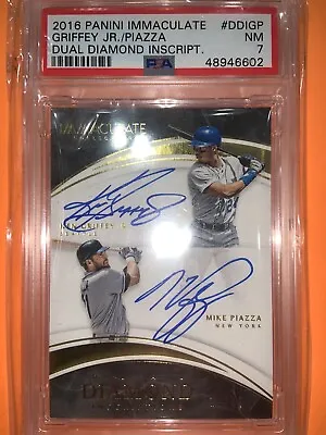 Ken Griffey Jr./Mike Piazza 2016 Panini IMMACULATE Dual Diamond Inscript #18/49! • $329.99