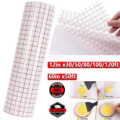 Adhesive Vinyl Application Transfer Tape Clear Red Grid For Cricut Muti-size UK • £6.99