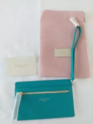 Radley Silk Street Teal Genuine Leather Card Holder/Purse New RRP £39 & Dust Bag • £22.50