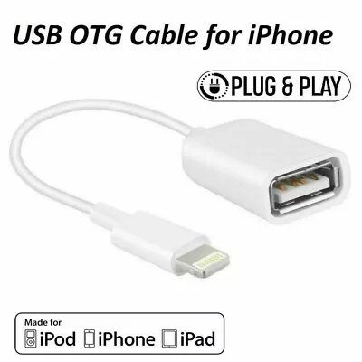 IPhone OTG Adapter Cable USB 3.0 Male To Female 8 Pin Camera For IPad Air IPhone • £6.99