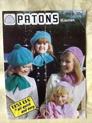 Patons Kismet Knitting Pattern 1166. Juliet Caps Berets Cravats.  Original • £4.40