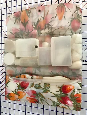 Vtg Travel Make Up Kit Travel Bag Celebrity Floral Vinyl Slippers Toiletries Ua • $24.99