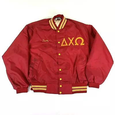 $54.95 • Buy VTG 80s Delta Chi Omega  Turtle  Fraternity Satin Snap Jacket Varsity XL X-Large