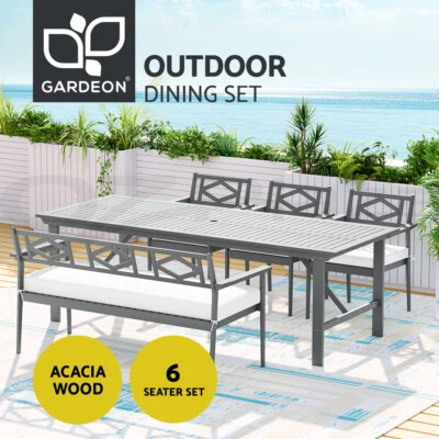 Gardeon 5pcs Outdoor Furniture Dining Set Chair Table Patio Acacia Wood 6 Seater • $859.95