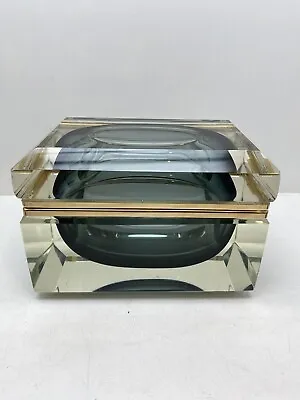 STUNNING Smoked Gray Glass MANDRUZZATO CASKET Jewelry Box Murano MCM Ormolu! FAB • $999.99