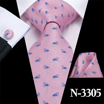 Mens Tie Silk Classic Paisley Floral Wedding Necktie Pocket Square Cufflinks Set • £9.99