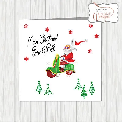 Scooterist Santa Christmas Card Wife Husband Boyfriend Partner Vespa Lambretta • £3.25