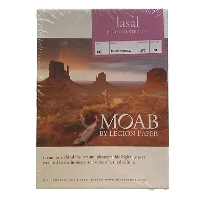 MOAB By Legion Paper Lasal Photo Luster  270 5”x7  50 Sheets Single Sided NEW • $19.99