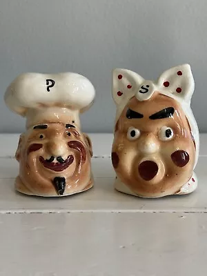 Vintage Whimsical Kitschy Chef Angry Cook Salt And Pepper Shakers Japan • $12