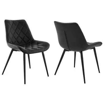 Maklaine 17  Modern Faux Leather Dining Chairs In Black (Set Of 2) • $238.54