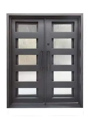 Reno Double Front Entry Wrought Iron Door Rain Glass 72  X 96  Right Active • $4795