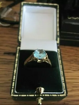 £189 • Buy 9ct Yellow Gold Ring Large Natural Pale Blue Stone Solitaire Spinel Size N 9k