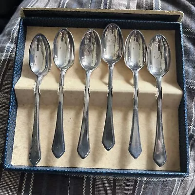 Mappin & Webb 6 Princes Plate Silver Plated Coffee Spoons In Box - ?1922 • £9.99