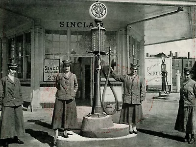 1917 Original Guarantee Visible Gasoline Pump Ad.  4 Female Attendants. Sinclair • $8.50