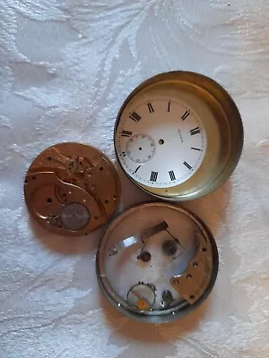 Waltham Pocket Watch Parts Large Watch Parts Face And Mechanism Spares Or Repair • £8.99