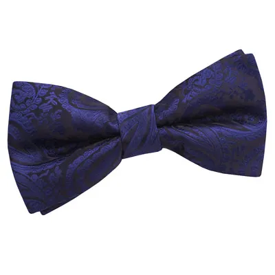 Navy Blue Mens Bow Tie Woven Floral Paisley Pre-Tied Wedding Bowtie By DQT • £6.99