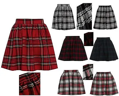 New Womens Red Black Ladies Tartan Skater Mini Skirt Elasticated Waist Size 8-20 • £13.99