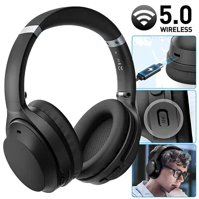 MPOW Noise Cancelling Bluetooth 5.0 Headphones Wireless Over Ear Bass Headsets • $28.49