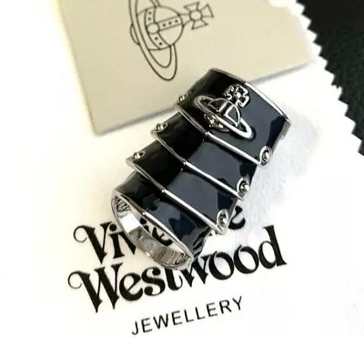 Vivienne Westwood ARTEMIS Armor Ring Black Silver Size 7 Medium Accessory Outlet • $48.97