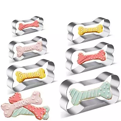 6 Pieces Stainless Steel Metal Dog Bone Shape Cookie Cutter Set Silver • $11.93