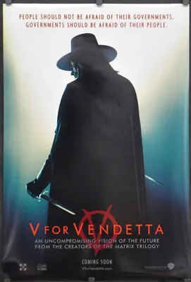 $75 • Buy V For Vendetta 2005 27X40 2/S ADV SILHOUETTE MOVIE POSTER HUGO WEAVING PORTMAN
