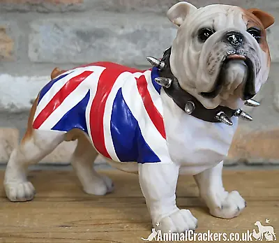 British Bulldog In Union Jack Coat Ornament Sculpture Decoration Dog Lover Gift • £29.95