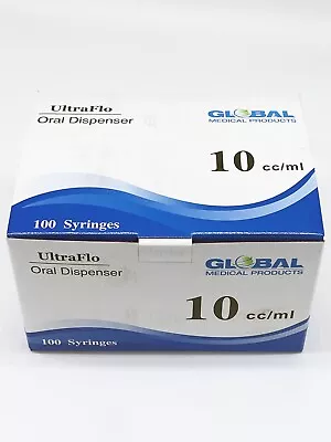 10cc ULTRA-FLO ORAL Syringes 10ml Sterile NEW Syringe+CAP -2 Teaspoon -100- Pack • $39.99