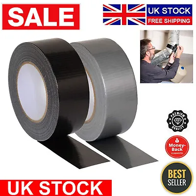 Duct Gaffer Tape Premium Heavy Duty Waterproof Cloth Gaffa Duck Black Silver 50m • £5.89