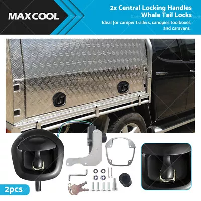 2x 12V Power Operated Black Whale Tail T Handle Lock For Trailer Canopy • $150.95