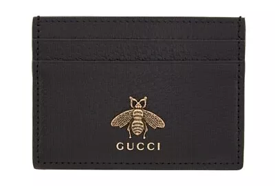 NWT Gucci Black Leather Animalier Bee Card Holder Authentic With Box • $188