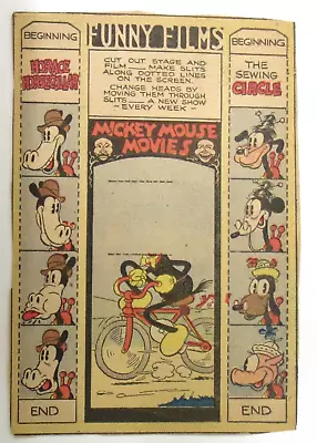 1934 Sunday Newspaper Cut-out MICKEY MOUSE MOVIES Horace Horsecollar Bike Disney • $21.99