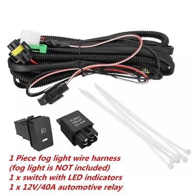 H11 Fog Light Wiring Harness & LED Indicator Switch& Relay For Ford Focus Nissan • $22.40