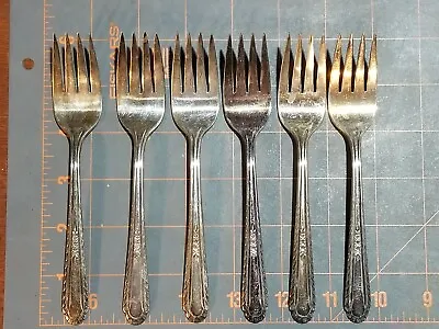 6 H&T MFG CO Holmes & Tuttle SILVERPLATE Wentworth Pattern Salad Forks  • $15