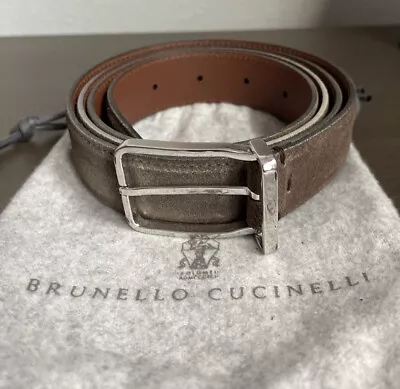 Brunello Cucinelli Classic Men’s Brown Suede Leather Dress Belt Size 110/44 • $210