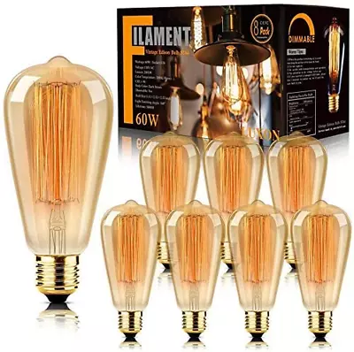 8-Pack Edison Bulbs Antique Vintage Style Light Bulb Dimmable Amber Warm • $29.57